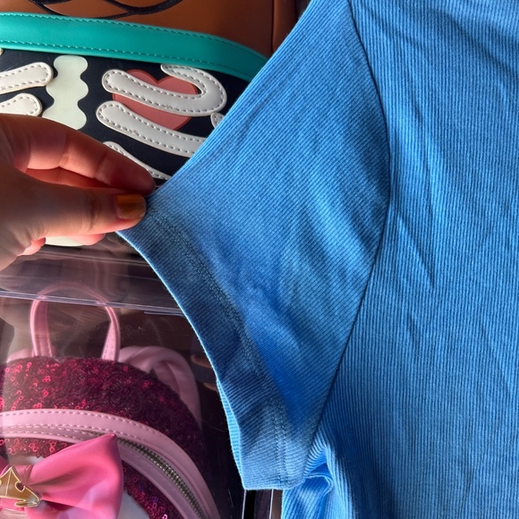 A New Day Short Sleeve Ribbed Tee Blue Large Women - Picture 6 of 9